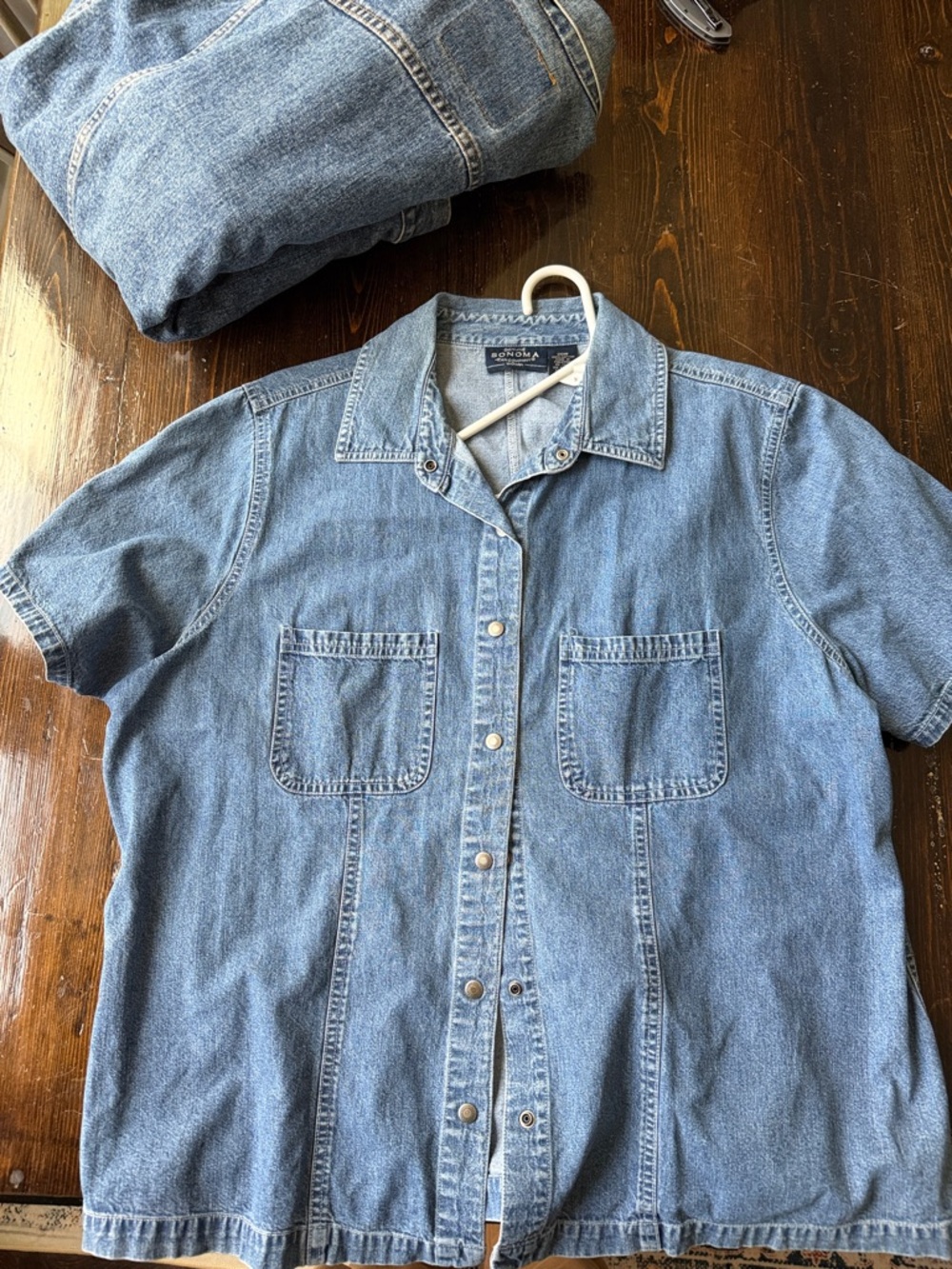 Women’s Sonoma Vintage Light Blue Denim Short-Sleeve Shirt - 20W